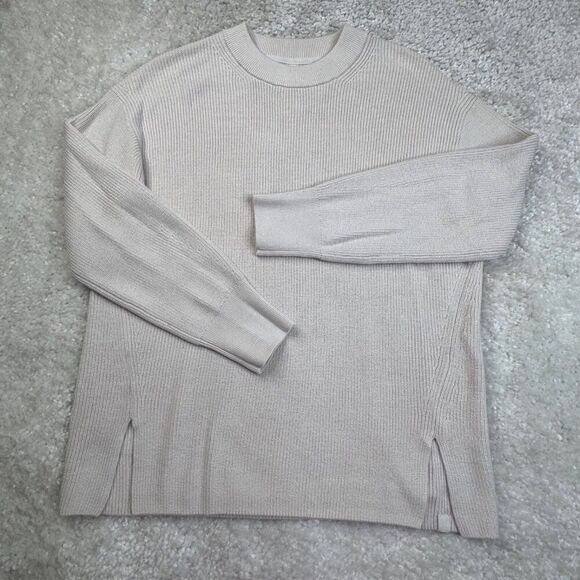 Lululemon Merino Wool Blend Rib Crewneck Sweater White Opal Oversized - Picture 2 of 10